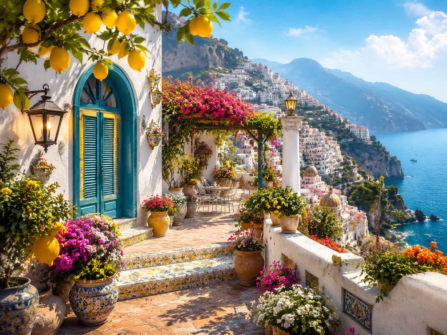Amalfi Terrace Morning in Full Bloom